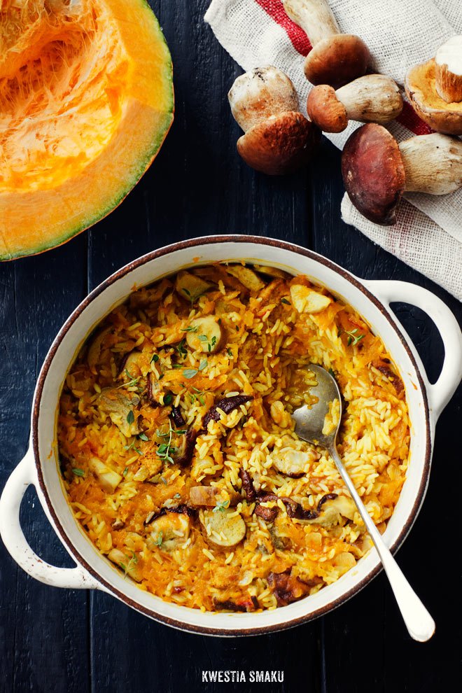 Biryani z dynią i grzybami