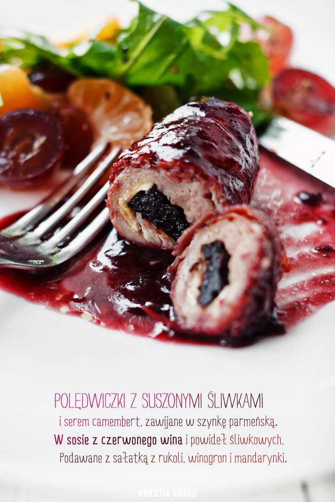 Roladki z polędwiczek z suszoną śliwką i camembertem
