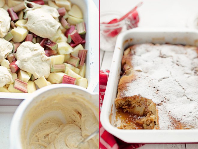 Pudding z jabłkami i rabarbarem