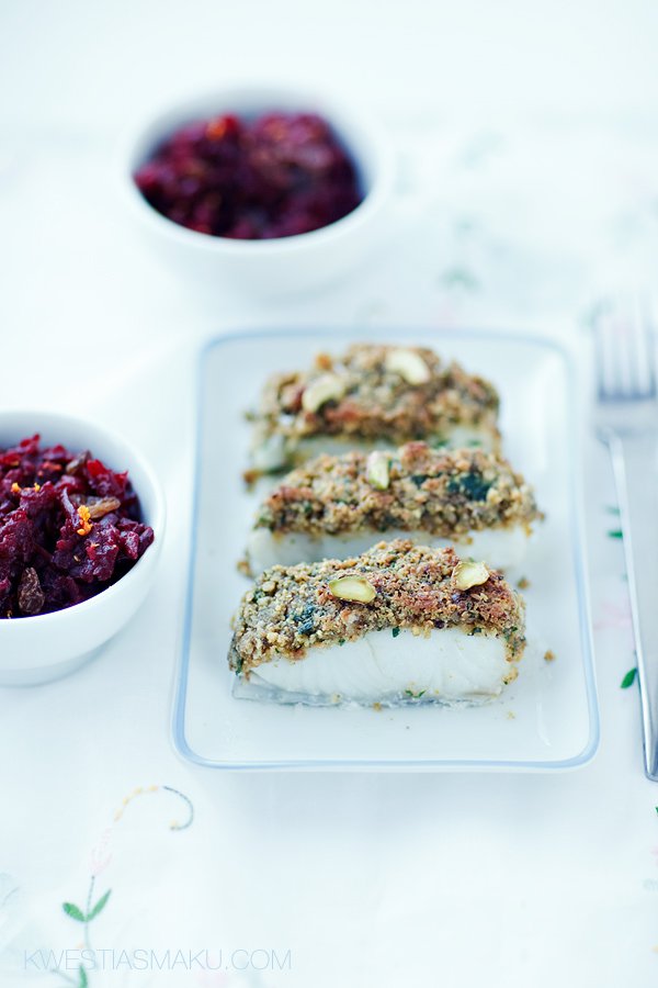 Halibut w orzechowej panierce