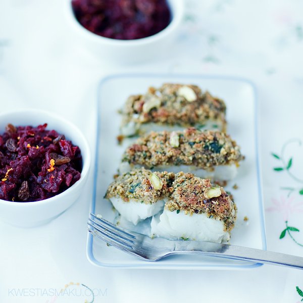 Halibut w orzechowej panierce