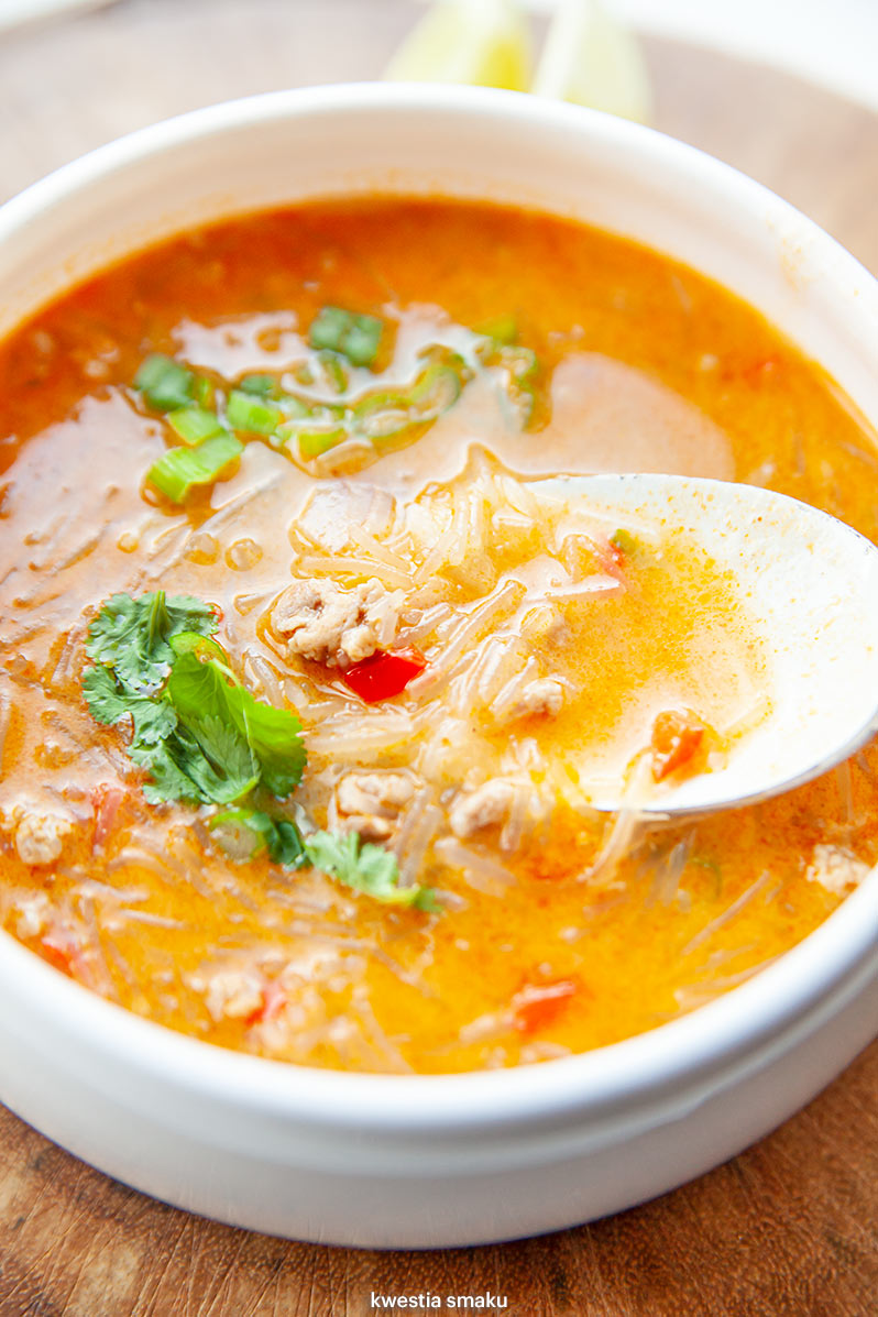 Azjatycka zupa curry z mielonym mięsem