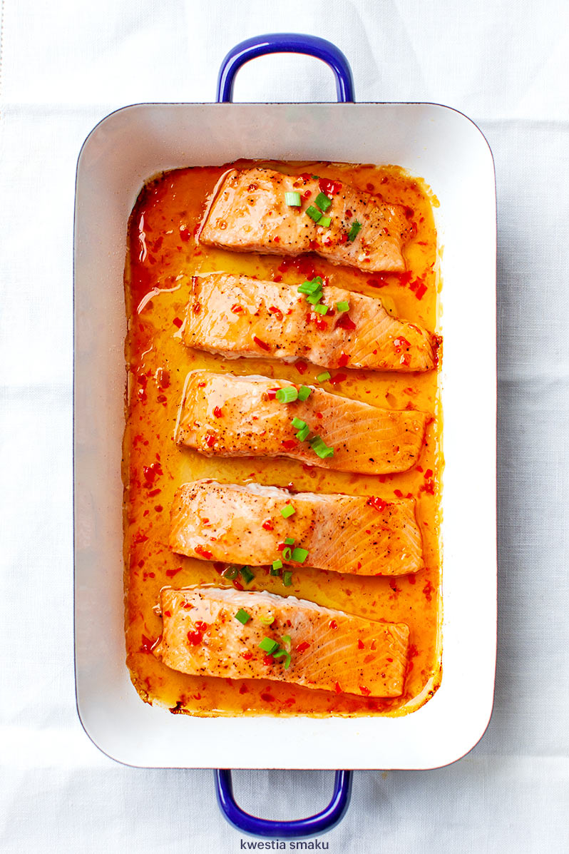 Łosoś w słodkim sosie chili