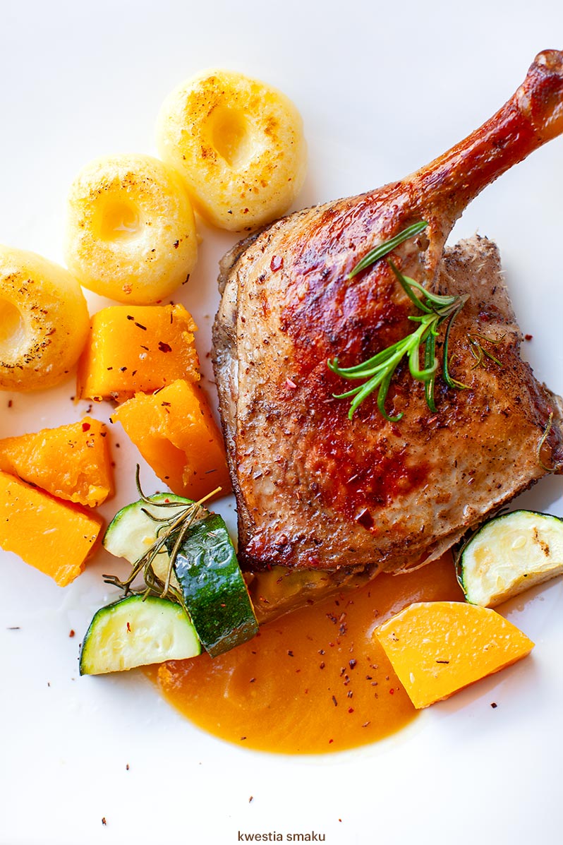 Pieczone udka kaczki z dynią