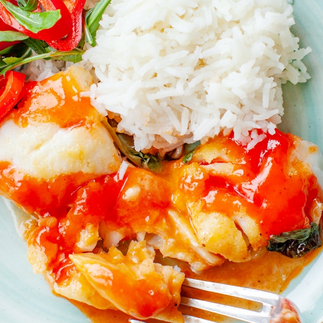 Dorsz w słodkim sosie chili