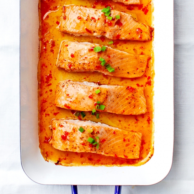 Łosoś w słodkim sosie chili