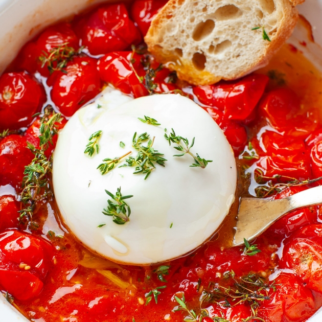 Pieczone pomidorki z burratą