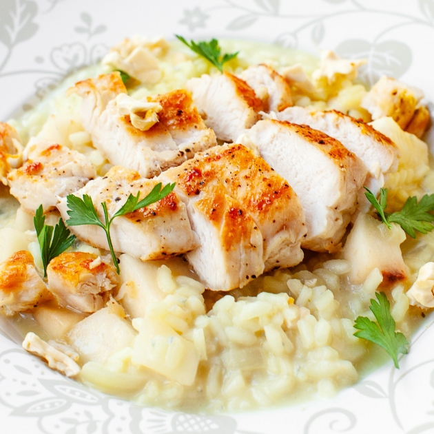 Risotto z gorgonzolą, gruszką i kurczakiem
