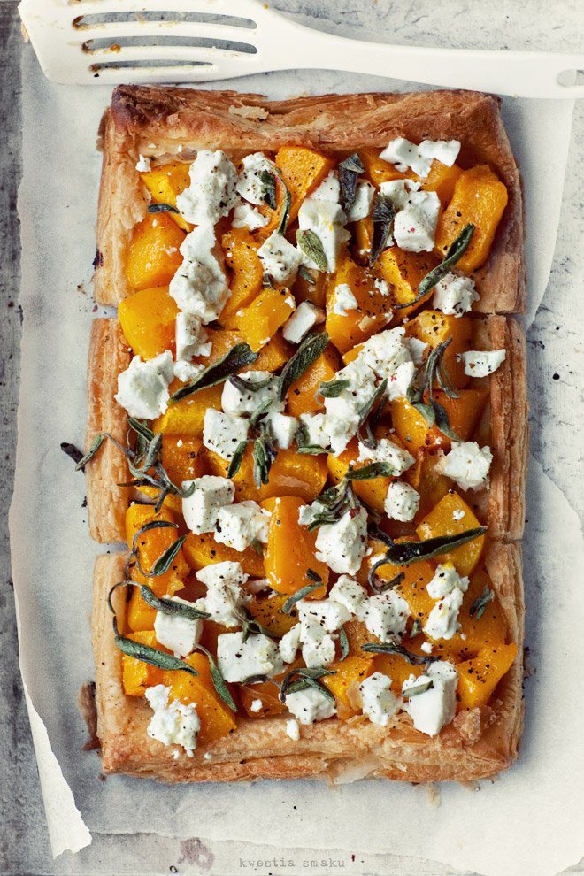 Tarta francuska z pieczoną dynią i serem feta